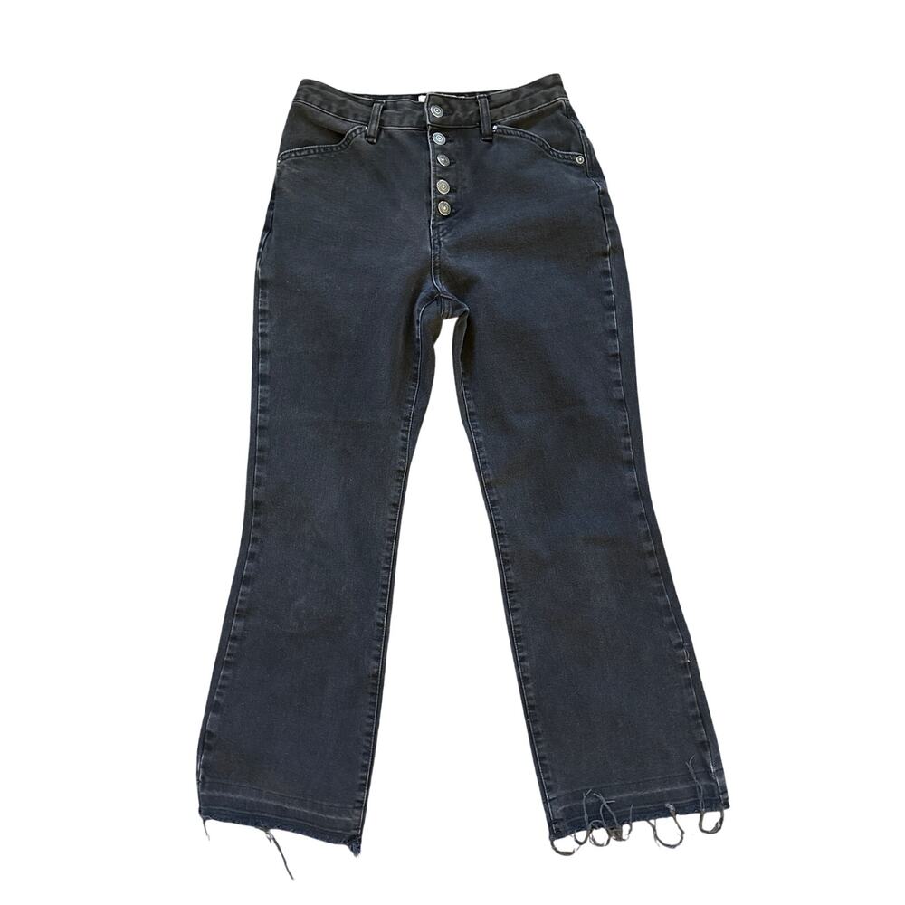We the Free People Women’s High Rise Straight Leg Button Fly Black Jeans Size 27